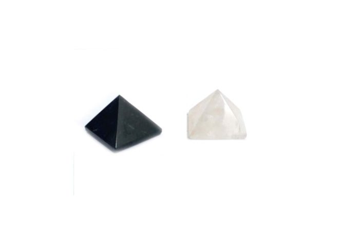 black tourmaline clear quartz pyramids